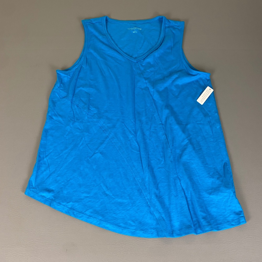 Soft Surroundings Blue V-Neck Tank Top